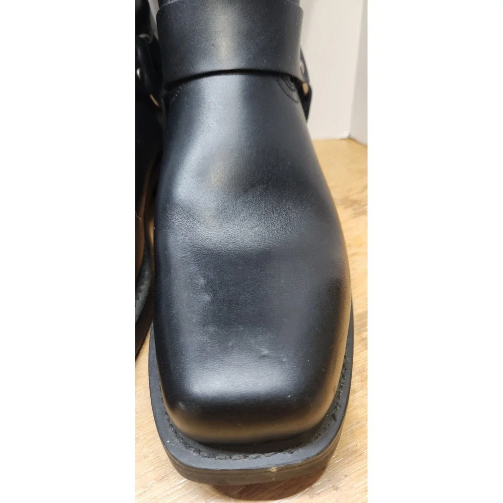 Dingo DI19057 Mens Black Leather Harness Motorcycle Boots Square Toe Size 11D